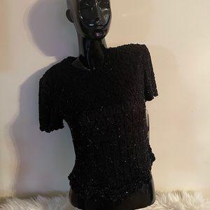Black hand beaded blouse